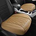 CAR PASS 2 Pack Leather Front Car Seat Covers, Bottom Seat Covers Full Wrapped with Storage Pocket, Anti-Slip Leather Seat Protectors,Waterproof Seat Cushion Pad Universal Fit Sedan SUV Truck, Beige (Two Pieces Bottom)