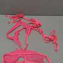 Kaei&Shi Sheer Mesh Lingerie Set, Sexy Bra And Panty 4PC, Strapless Choker (Neon Pink) 4-6