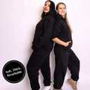 Women 2 Piece Oversized Tracksuit Set Fall Fashion Clothes Lounge Outfits Hoodie Airport Travel Pants Sweatsuit (Black, L)