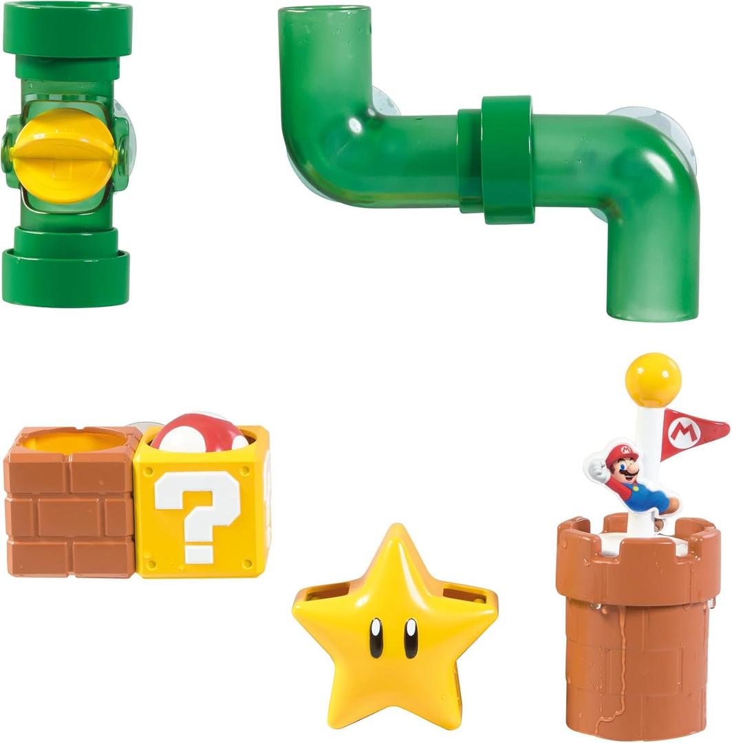 My Mario Pipes Playset by TOMY Toomies - Pouring Toddler Water Toys for Bath or Pool with Suction Cups - Officially Licensed Mario Toys - Ages 2 Years and Up
