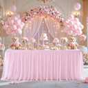 6ft Pink Tulle Tablecloth for Rectangle Tables 6 Foot Pink Table Cloth Rectangle Wrinkle Free Stretch Table Cover with Tutu Skirt for Baby Shower Girls Birthday Party Banquet Buffet Desk Skirt : Home & Kitchen