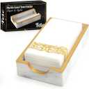 Fete Marble Tray for Bathroom - Guest Towel Holder Tray - 4 x 10 - White Marble