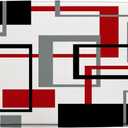 Red Black White Gray Geometric Bath Mat Modern Geometry Square Striped Bathroom Kitchen Toilet Rugs,18x30 Inch (1'6" x 2'6" (Rectangular))