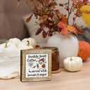 Halloween Coffee Decor, Fall Decors Art, Funny Wooden Box Sign for Home Kitchen Decor, Freshly Boo'd Coffee Sign, Coffees Bar Decoration for Desk Table, Funny Ghost Decors 5.9x5.9 inches