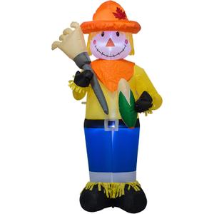 AJY 6 Feet Fall Thanksgiving Harvest Inflatable Scarecrow with Corn Blow Up Indoor Outdoor Yard Lawn Decoration