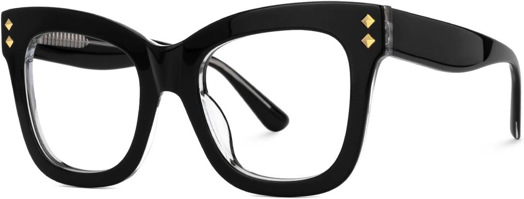 VOOGLAM Square Blue Light Glasses for Women Anti Eyestrain Dry Eyes Computer Phone TV Eyewear Faustyna (Black)