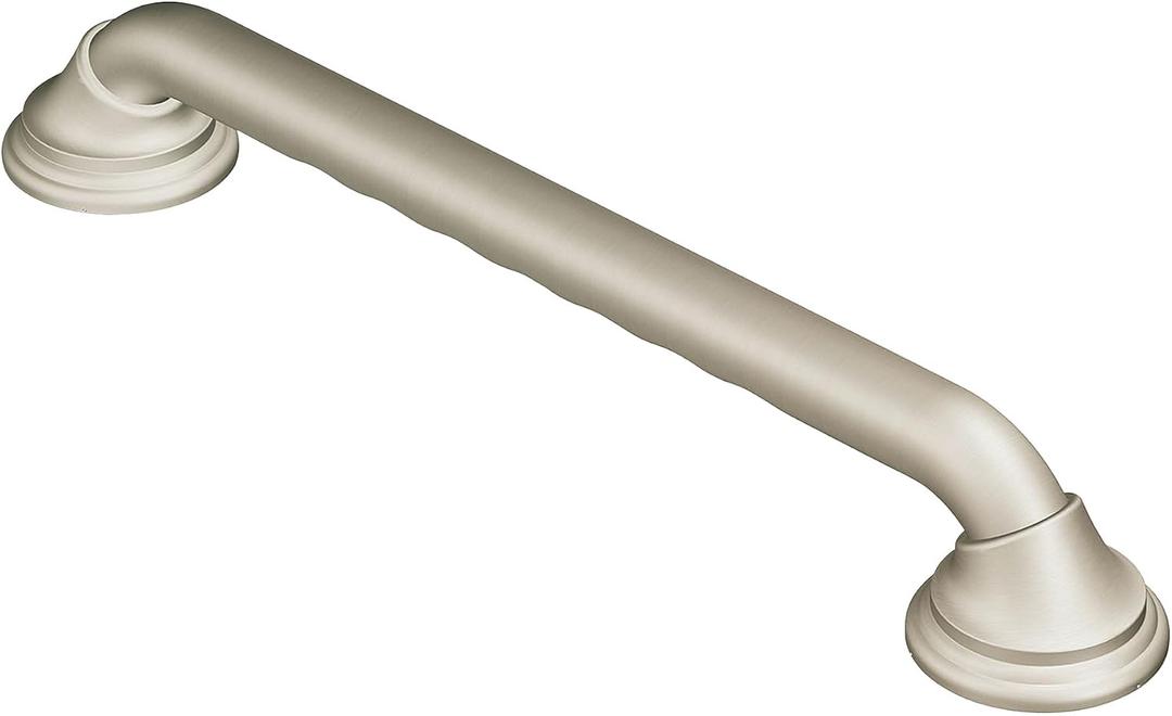 Moen Home Care Bathroom Safety Designer24 Inch Handicap Grab Bar for Bathtub and Shower with Curled Grip, Elderly Assistance Product, Brushed Nickel, LR8724D3GBN