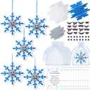 Syhood 25 Sets Winter Snowflake Crafts Kit DIY Snowflake Hanging Ornaments Fun Facial Expressions Cards and Bags for Kids Holiday Classroom Home Activities Party Favors