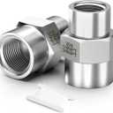 TAISHER 2PCS Forging of 304 Stainless Steel Pipe Fitting, Coupling, 3/8-Inch Female Pipe x 1/4-Inch Female Pipe