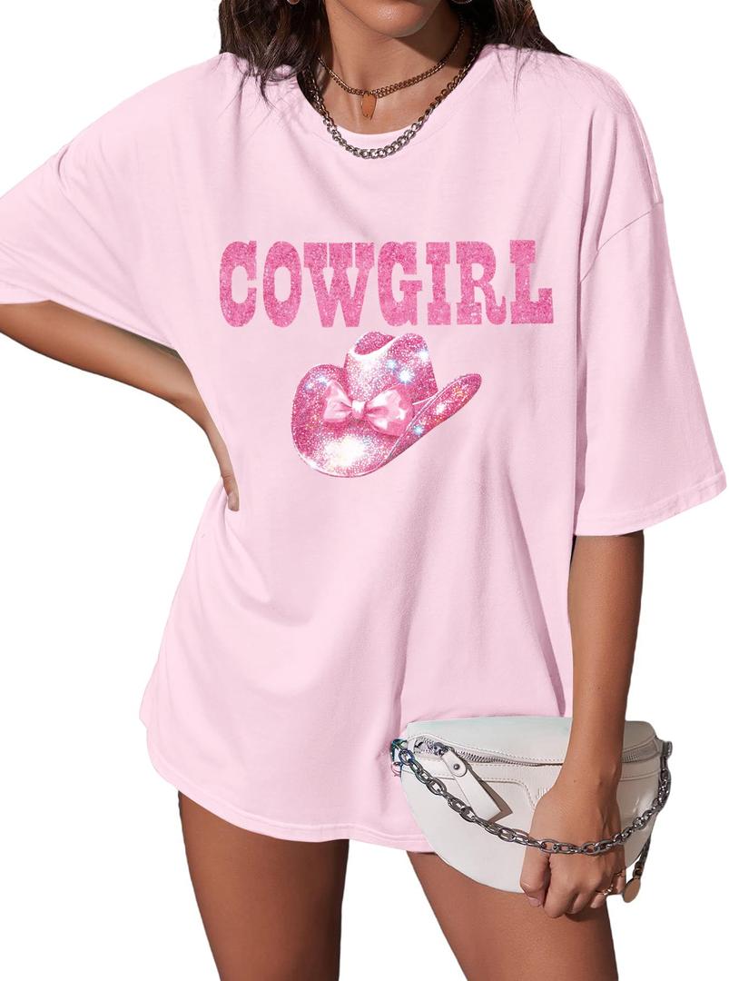 Oversized Western Cowgirl Shirts for Women Country Music Rock Band Tshirt, M