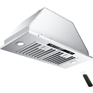 IKTCH 36 inch Built-in/Insert Range Hood 900 CFM, Ducted/Ductless Convertible Duct, Stainless Steel Kitchen Vent Hood with 4 Speed Gesture Sensing&Touch Control Panel(IKB01-36)