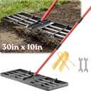 Zenhosit Lawn Leveling Rake - Lawn Leveler with 78" Adjustable Steel Handle, 30"x10" Ground Plate for Yard, Grass, Level Soil, Dirt Ground or Golf Field