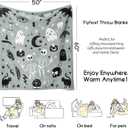 Halloween Blanket,Cute Kawaii Ghost Skeleton Goth Occult Creepy Witch Pumpkin for Women,Halloween Flannel Fleece Throw Blanket for Home Living Room Bed Chair Decor Blue 60"x50"