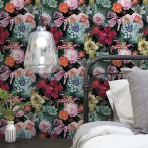 RoomMates RMK11717RL Red and Blue Vintage Floral Blooms Peel and Stick Wallpaper (Red & Blue)