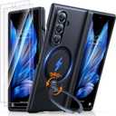 TORRAS 360 Spin Magnetic Stand for Galaxy Z Fold 7 Case, MILGrade Hinge Protection, Fit for Magsafe, 360 Kickstand & Ring Holder, Armor Hard Slim Case for Samsung Galaxy Z Fold 7, Black