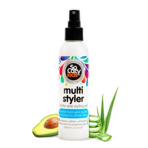 SoCozy Multi Styler, Styling Hair Spray for Kids, Safe for Everyday Use (5.2 Fl Oz) Holds Like a Light Gel, Gentle Formula with Quinoa, Vitamin B5 & Aloe, No Parabens, Sulfates or Synthetic Colors