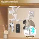 2 x 2 PCS 360Rotating Hanging Jewelry Organizer for Storage Necklace, Bracelets, Watches, Rings, Self-Adhesive Necklace Holder Organizer for Wall, Closet and Door, Bathroom, White