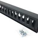 2 Pack 1U 12 Slot Horizontal Rack Mount Cable Management Organizer Plastic 19" Rack Mount with M6 Screws and Cage Nuts (PCMB12S2PC)
