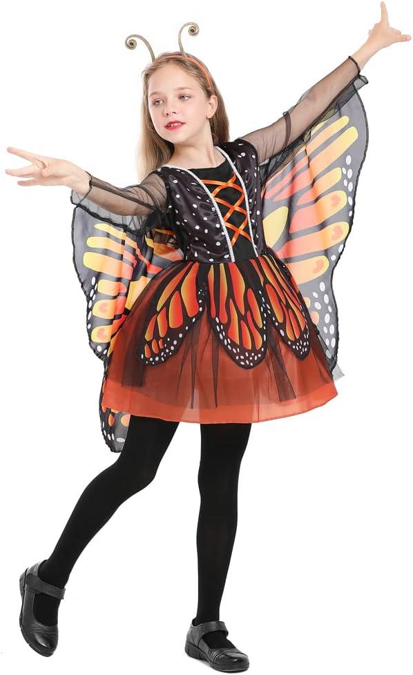 Seasons Beauty Butterfly Costume Orange Halloween Costume for Girls (S(4-6))