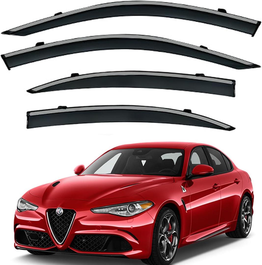 4pcs Side Window Wind Deflectors, Outside Mount Shade Sun rain Guards, for Alfa Romeo Giulia 2015-2023 Deflector Vent Window Visors