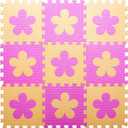 Coolcandy Baby Play Mat Without Fence, 9Pcs Interlocking Puzzle Floor Mat, 0.4" Thick Non-Toxic EVA Foam Play Mat, for Infants & Toddlers 3-36 Months, Soft Puzzle Tiles for Play Areas (Pink Flowers)