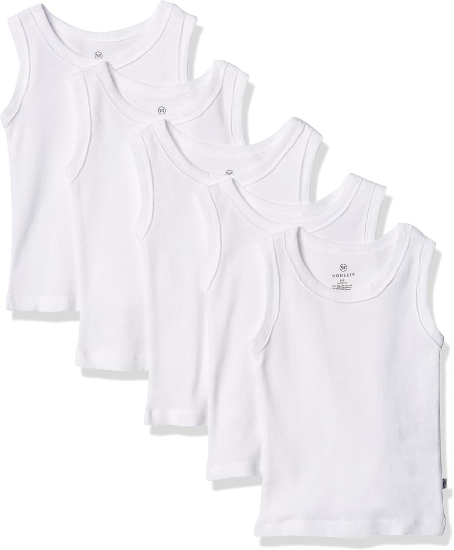 HonestBaby Muscle Tee Sleeveless T-Shirt Multi-Packs, 5-Pack Bright White, 18 Months