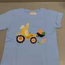 Easter Shirt for Boys Girls Eggs Tractor Tops Toddler Little Kids Easter Oufit Bunny Truck T-Shirt, 140
