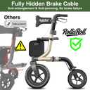 Walkers for Seniors, Rollator Walker with Seat, 12" Big Rubber Wheels All Terrain Rolling Walker, Foldable Rollator Walker, Built-in Cable, Reinforced Aluminum Frame, Golden
