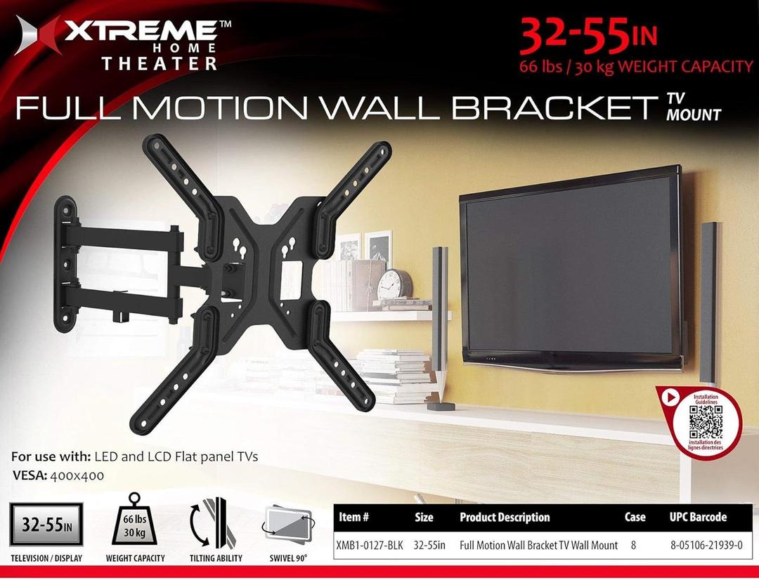 XTREME XMB10127BLK XTREME 32X55 Full Motion TV Bracket