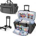 CURMIO Sewing and Embroidery Machine Carrying Case with Wheels, Rolling Embroidery Machine Tote Bag with Bottom Support Board Compatible with Brother SE600, PE535 Embroidery Machine, Gray