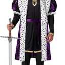 Spooktacular Creations Halloween King Costume for Men, Purple Majestic King Costume Men for Halloween Dress Up Cosplay Party (Medium)