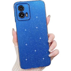 MINSCOSE for Motorola Moto G 5G 2023 Case,Cute Super Vibrant Neon Glitter Shiny Bling Sparkly Glossy Girly Case Thin Slim Shockproof Camera Protection Cover for Women Girl for Moto G 2023-Dark Blue