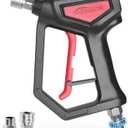 Stubby Pressure Washer Gun with Swivel, Power Washer Gun with 3/8" Plug and 1/4" Quick Connector, Short Pressure Washer Gun with M22-14mm & 15mm Fitting for Car Wash, 4000PSI