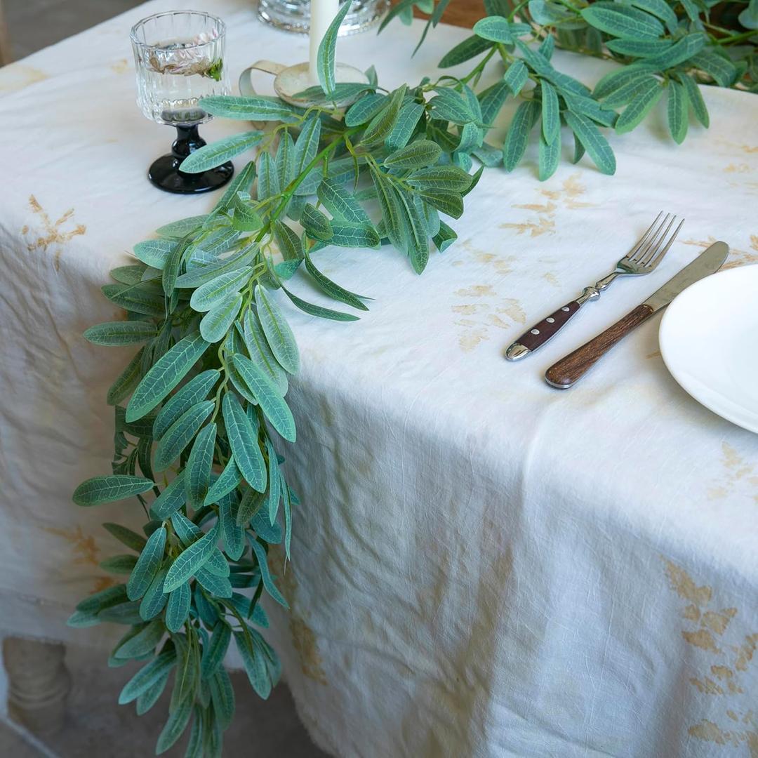 Hypestar Artificial Olive Garland for Table Decor, Faux Leaf Greenery Olive Garlands for Dining Table, Wedding, Party, Home Decoration