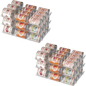 Can Organizer for Pantry Soda Can Organizer Automatic Rolling Food Pantry Storage Rack Can Dispenser for Fridge Holds 72 Cans, Fits 5.8-Inch Soda and Can, Set of 18