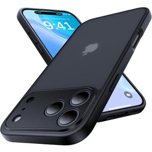 for iPhone 17 Pro Case, [Ribbed Non-Slip Sides] [Military-Grade Drop Protection] [Full Camera Protection] Anti-Yellow Soft-Touch Shockproof Slim Phone Case for iPhone 17 Pro, Black