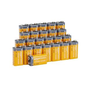 Amazon Basics 24-Pack 9V Alkaline Batteries, 5-Year Shelf Life - for Smoke/CO Detector, Electronics & Audio