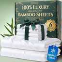DECOLURE 100% Viscose Derived from Bamboo Sheets Queen Size - Luxury 6 Pc Naturally Cooling Sheets, Ultra Soft Bed Set - Deep 17" Pockets, Durable Double Stitching, Oeko Tex Standard (White)