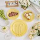 ejonirinjonir EI 150pcs Yellow Plastic Plates,Heavy Duty Bright Disposable Plate,Fancy Plastic Plates for Party,Yellow Dishes for Wedding,Easter,Afternoon Tea Party,Spring