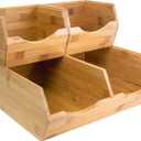 HOMESTEAD Bamboo Pantry Storage Bins Potato & Onion Storage Bin for Pantry Organizers, Produce Organizer Set of 3 Slide out Bin Access
