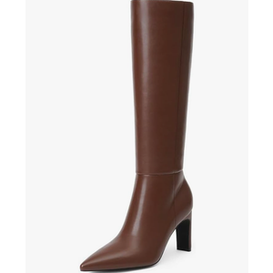 Modatope Knee High Boots for Women Pointed Toe Chunky Heel Tall Boots Side Zipper Fall Long Boots, Size 7.5