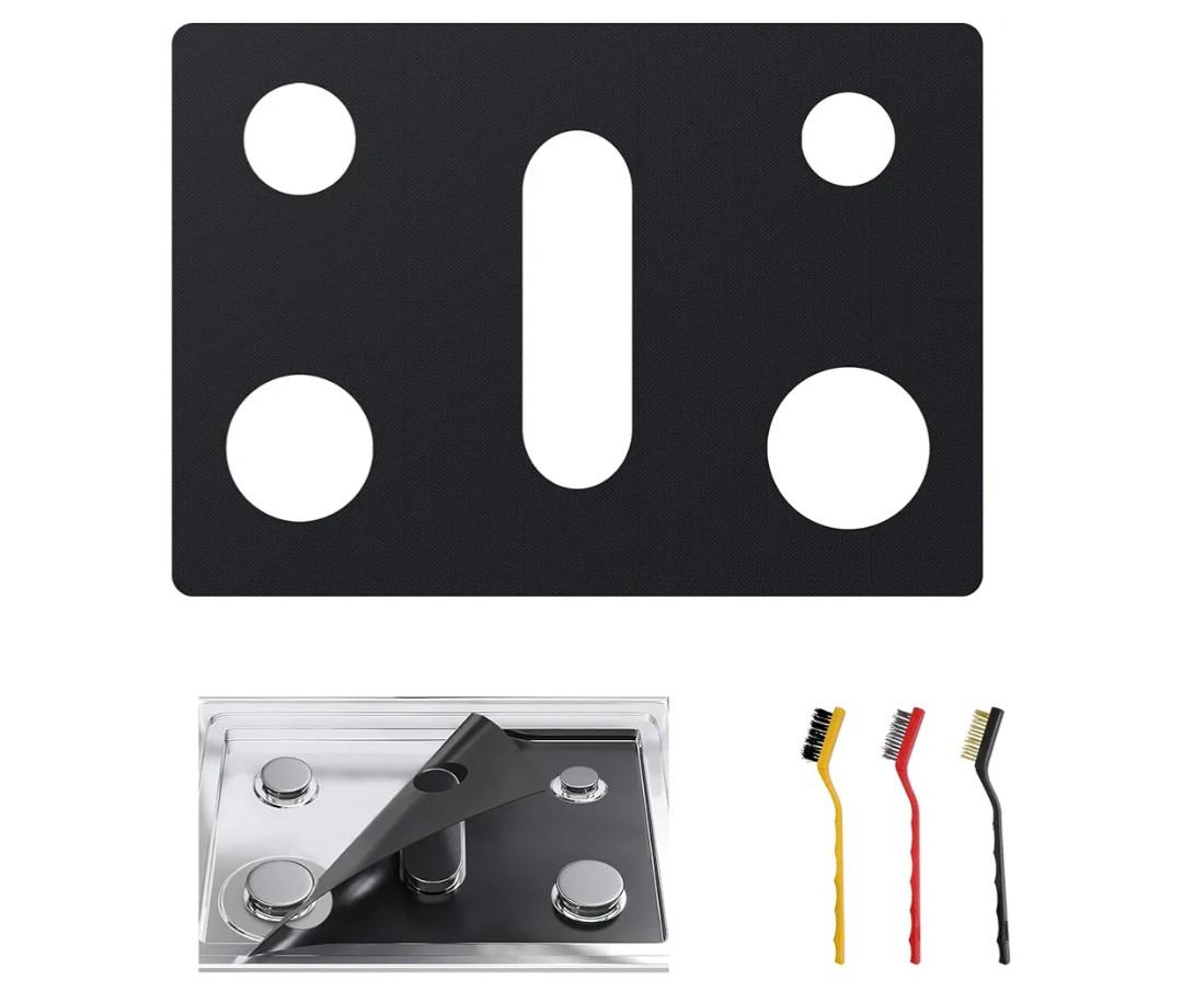 Stove Top Protector PLUS for Frigidaire Gallery Gas Range - 1 Pc （Thicker Version）Reusable Splatter Guard Liner, Only Compatible with GCFG3060BF/GCFG3060BD, 3 Free Cleaning Brushes