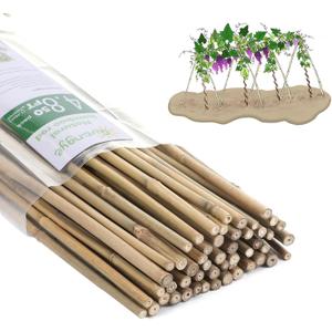Plant Bamboo Post,4.8Feet,Bamboo Garden Stakes,50PcsBamboo Stakes,for Tomato,Beans,Vegetable and Flowers, Potted Plants,Indoor and Outdoor Climbing Plants