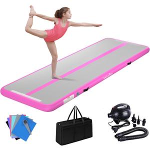 Air Mat Tumble Track 4 inches Thickness Inflatable Gymnastics Mat for Home Use/Training/Cheerleading/Yoga 10/13/16/20ft with Electric Air Pump (green)