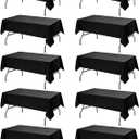 10-Pack Black Tablecloths for Rectangle Tables, 60 x 84 Inches, Stain-Resistant Polyester Fabric for 4 Foot Tables - Washable Table Covers for Weddings, Banquets, Birthday Parties, Events