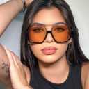 GUVIVI Retro Oversized Aviator Sunglasses for Women Men Square Double Bridge Pilot Sun Glasses 70s Trendy Shades