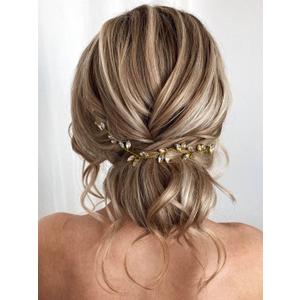 JAKAWIN Bride Rhinestone Wedding Hair Vine Crystal Hair Piece Bridal Headpiece Hair Accessories for Women and Girls HV190 (2 Gold)