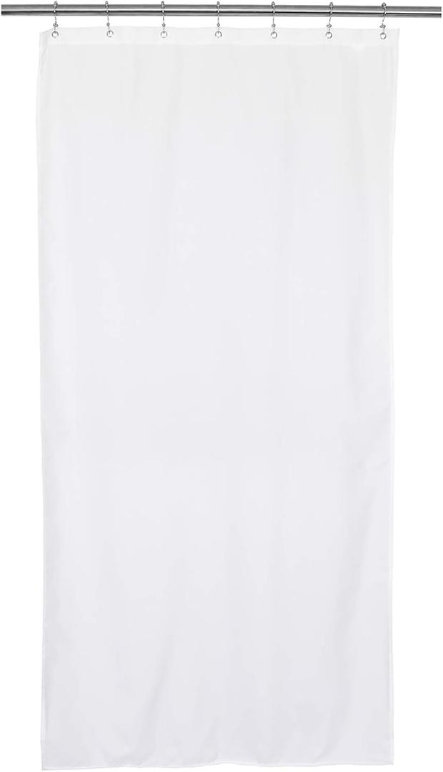 Barossa Design Waterproof Fabric Stall Shower Curtain or Liner 36 inch Wide Half Size Microfiber, Hotel Quality Stand-up Small Narrow Single Shower Curtain, Machine Washable, White, 36x72