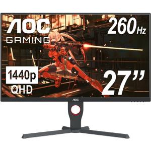 AOC Q27G10ZE 27" Gaming Monitor, QHD 2560 x 1440, Up to 260Hz 0.5ms, HDMI 2.0 x2, Display Port x1, 3-Sided Frameless, Console Gaming Ready, 3-Year Zero-Bright-Dot