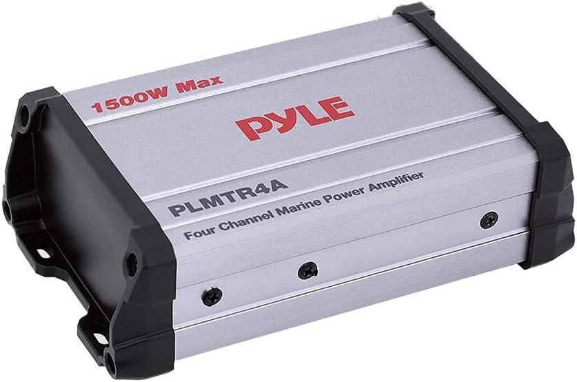 Pyle 1500W 4-Channel Marine Amplifier Receiver - Waterproof & Weatherproof Marine Grade Audio Subwoofer - for Boat & Off-Road Vehicles with Wired RCA/ AUX/ MP3 Inputs - Overload Protection - PLMTR4A